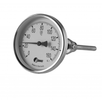 Zeigerthermometer, Edelstahlgehäuse, mit separatem Edelstahl-Einschraubschutzrohr G1/2, Genauigkeitsklasse 1