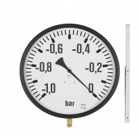Groß-Manometer mit Gehäusedurchmesser Ø 400 mm, Stahlgehäuse schwarz, Anzeigebereich -1...0bar, Vakuummeter,mit Zollstock, Bildgröße 125 mm