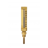 V-Form Thermometer nach DIN 16185, gerade Ausführung, Messbereich -30...+50°C, Tauchschaft senkrecht, Einschraubgewinde G1/2, Messing