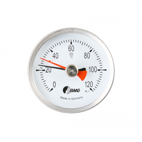 Bimetallthermometer, Anlege/ NG63 / 0 +120°C/ flach