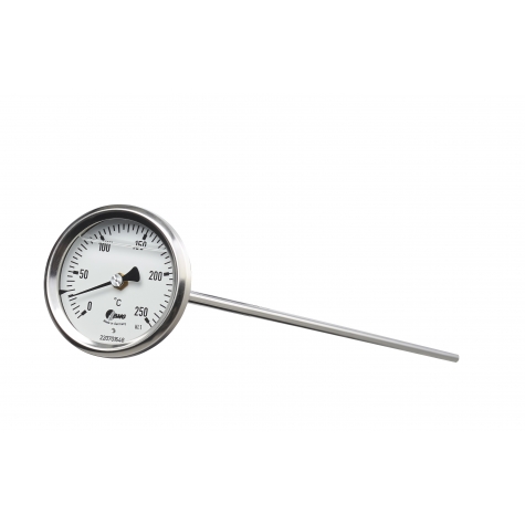 Bimetallthermometer,CrNi,NG63, 0+250°C/400x4mm,Boe,r,Silikonöl