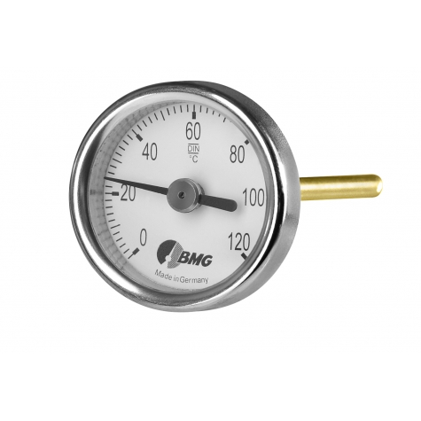 Bimetallhermometer, St/Ms, r, NG 34, 0+120°C, 300 mm