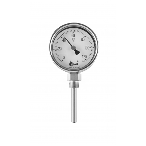 Bimetallthermometer, NG100, 0+120°C/100mm,BJR,u,SR