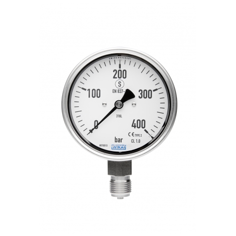 Sicherheitsmanometer,Kl.1,Edelstahl,NG 100 mm,0 +40 bar,G1-2