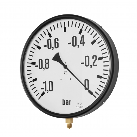 Groß-Manometer Alu/Ms, unten, NG 400 mm, -1 bis 0 bar