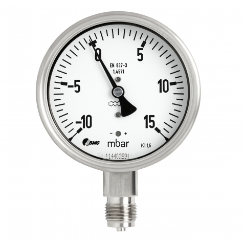 Kapselfedermano., CrNi/CrNi,u, NG 63, -15 bis 10 mbar