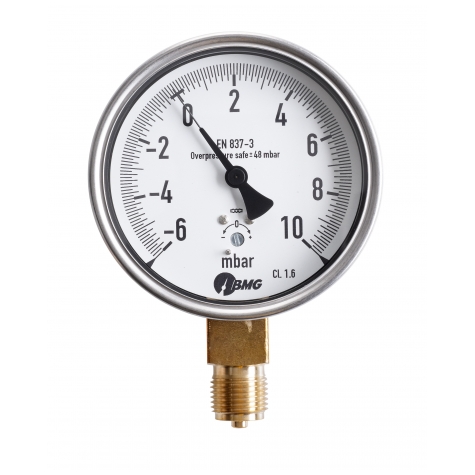 Kapselfedermano., CrNi/Ms,u, NG 100, -15 bis +10 mbar