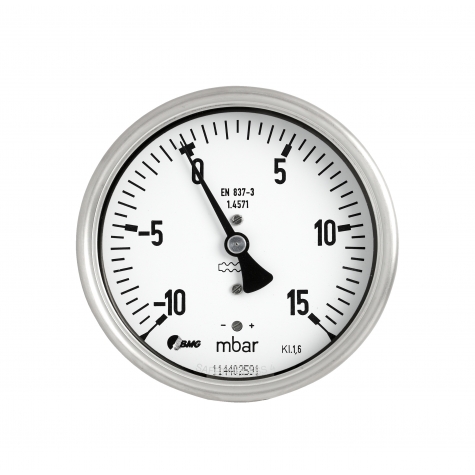 Kapselfedermano., CrNi/CrNi,r, NG 100, 0 bis 250 mbar