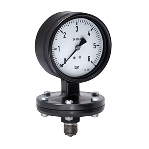 Plattenfedermanometer CrNi/St, NG 100, -1 bis 0 bar