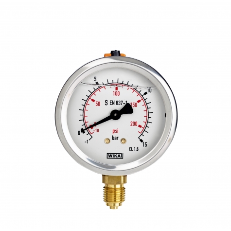Glycerinmanometer CrNi/Ms, NG 63 mm, -1 bis 0 bar WIKA