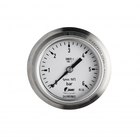 Manometer CrNi/CrNi,Bjr, u, NG63mm, 0 bis 16 bar, Druckmittler Varivent DN68