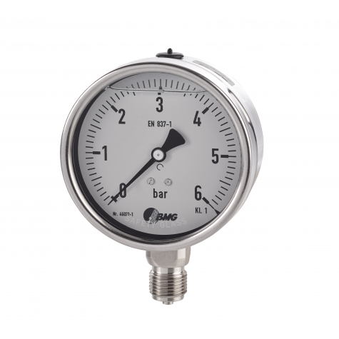 Glycerinmanometer CrNi/CrNi, NG 100mm, 0 bis 250 bar