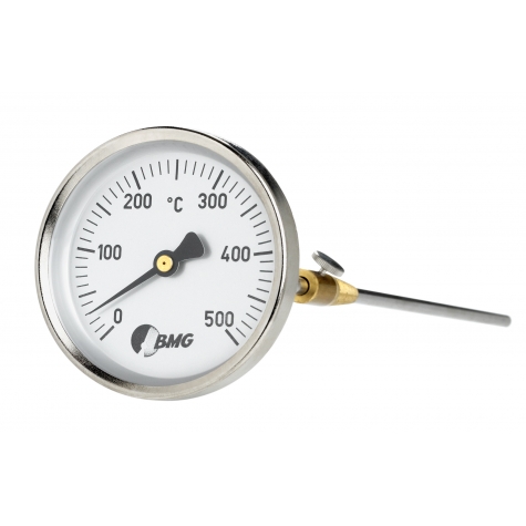 Bimetallthermometer, St/Ms, NG80/0+500°C/150mm, Konus
