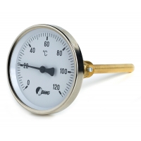 Bimetallthermometer, St/Ms, r, NG80/0 bis+120°C/100mm